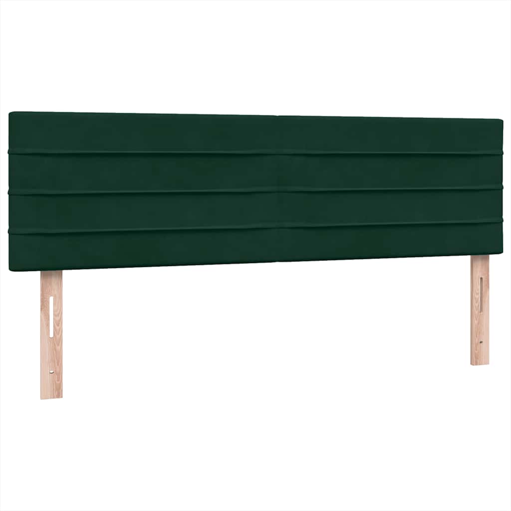 sötétzöld bársony rugós és LED-es ágy matraccal 160x220 cm