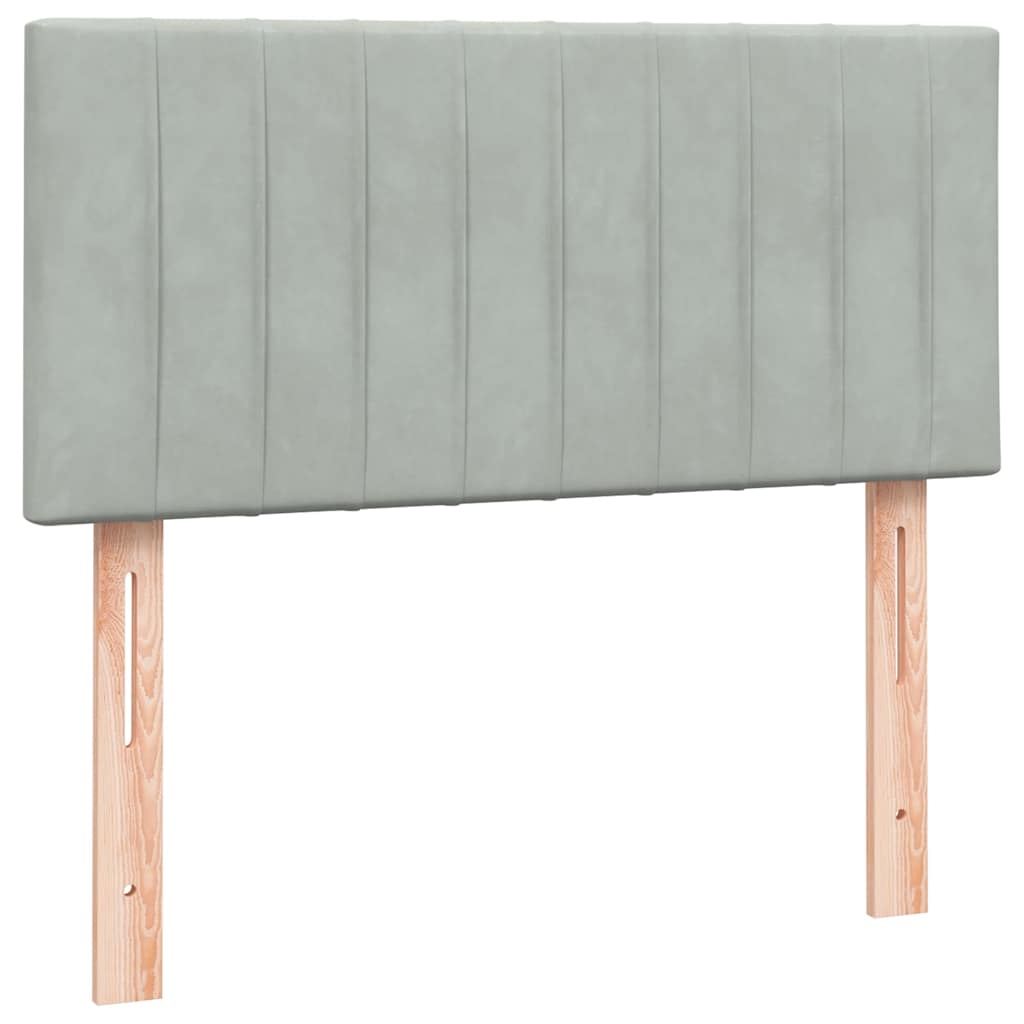 világosszürke bársony rugós és LED-es ágy matraccal 80x210 cm