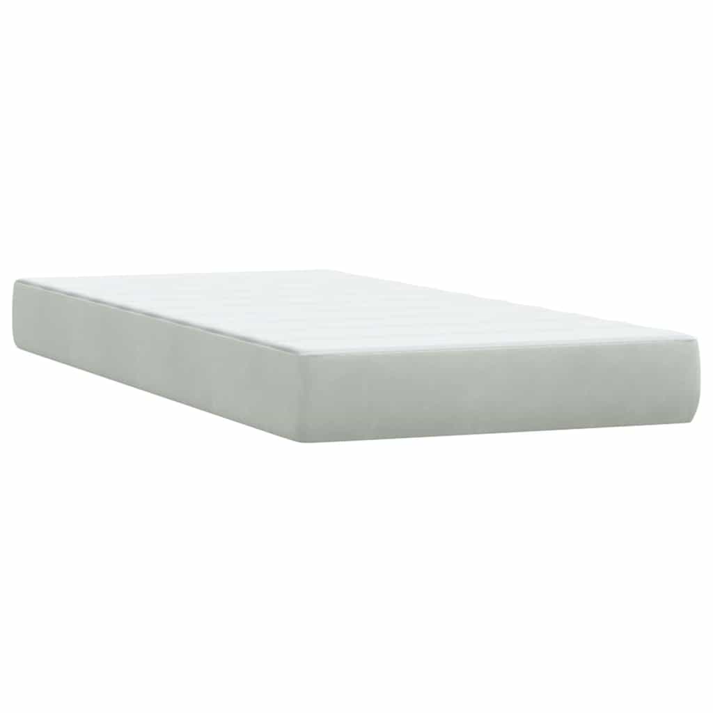 világosszürke bársony rugós és LED-es ágy matraccal 80x210 cm