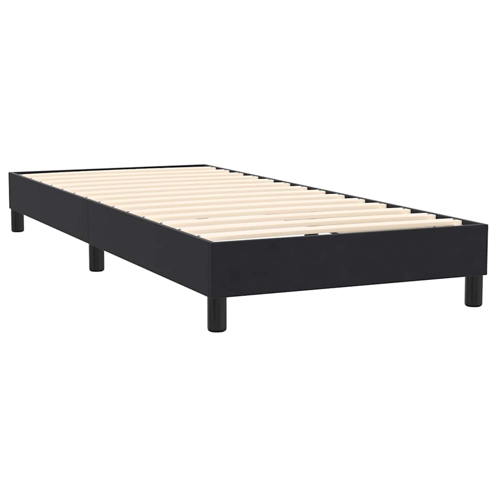 fekete bársony rugós és LED-es ágy matraccal 90x210 cm
