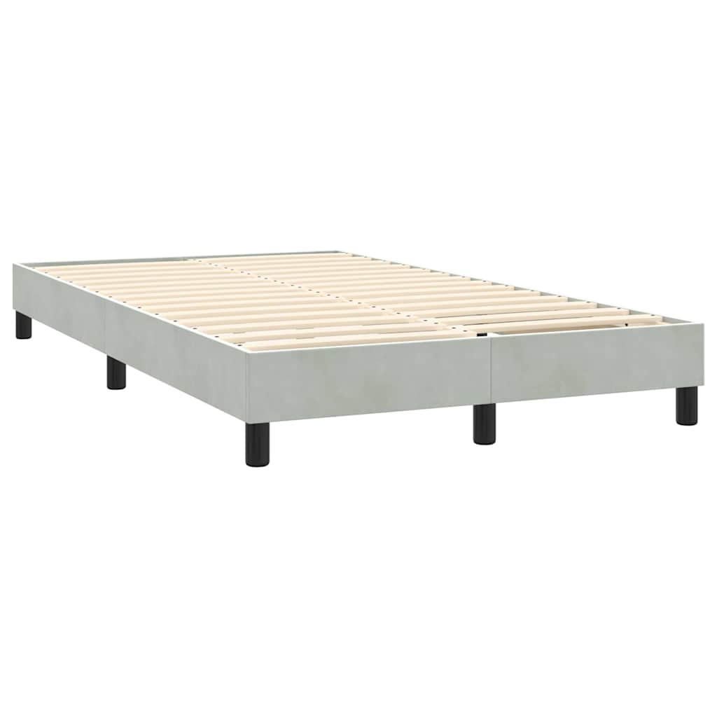 világosszürke bársony rugós és LED-es ágy matraccal 160x210 cm