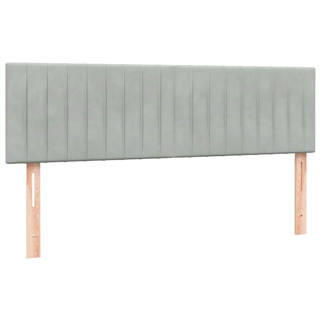 világosszürke bársony rugós és LED-es ágy matraccal 160x210 cm