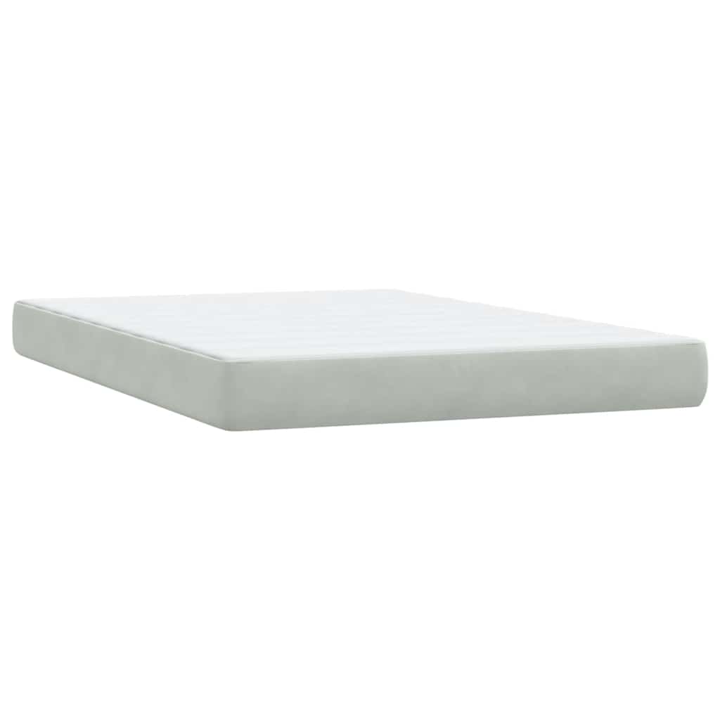 világosszürke bársony rugós és LED-es ágy matraccal 160x210 cm
