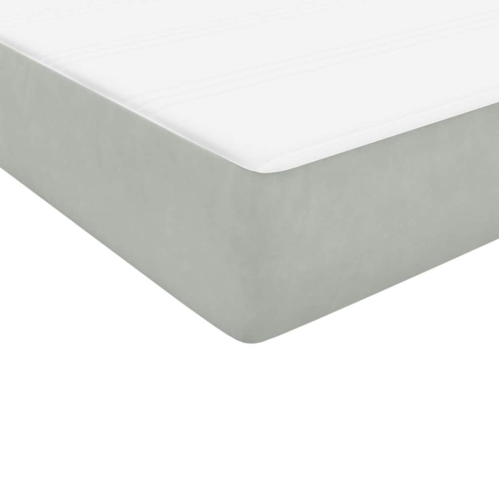 világosszürke bársony rugós és LED-es ágy matraccal 160x210 cm