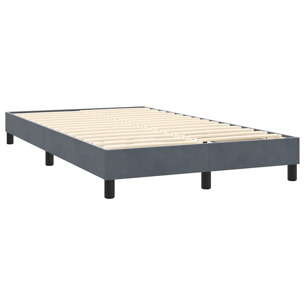 sötétszürke bársony rugós és LED-es ágy matraccal 160x210 cm