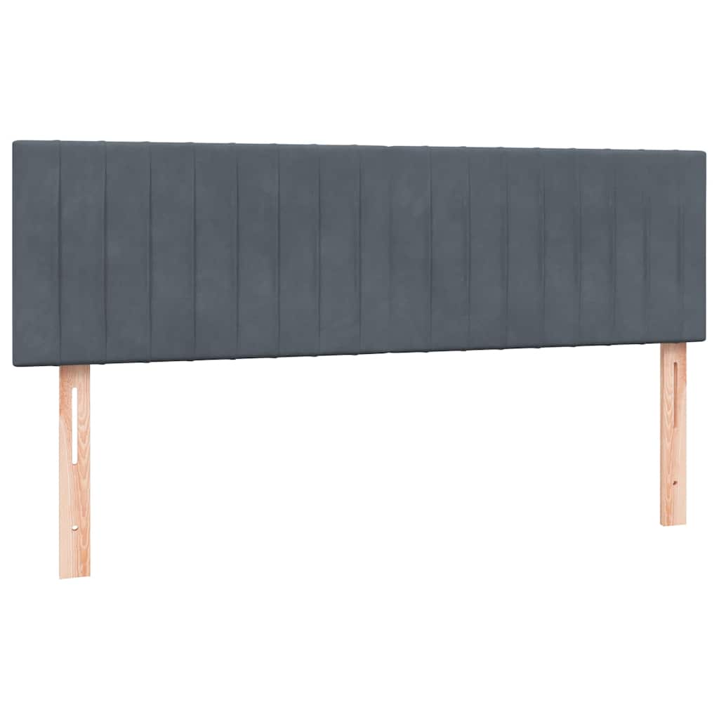 sötétszürke bársony rugós és LED-es ágy matraccal 160x210 cm