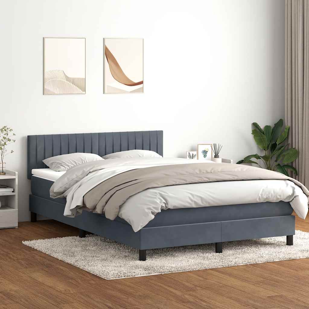 sötétszürke bársony rugós és LED-es ágy matraccal 160x210 cm