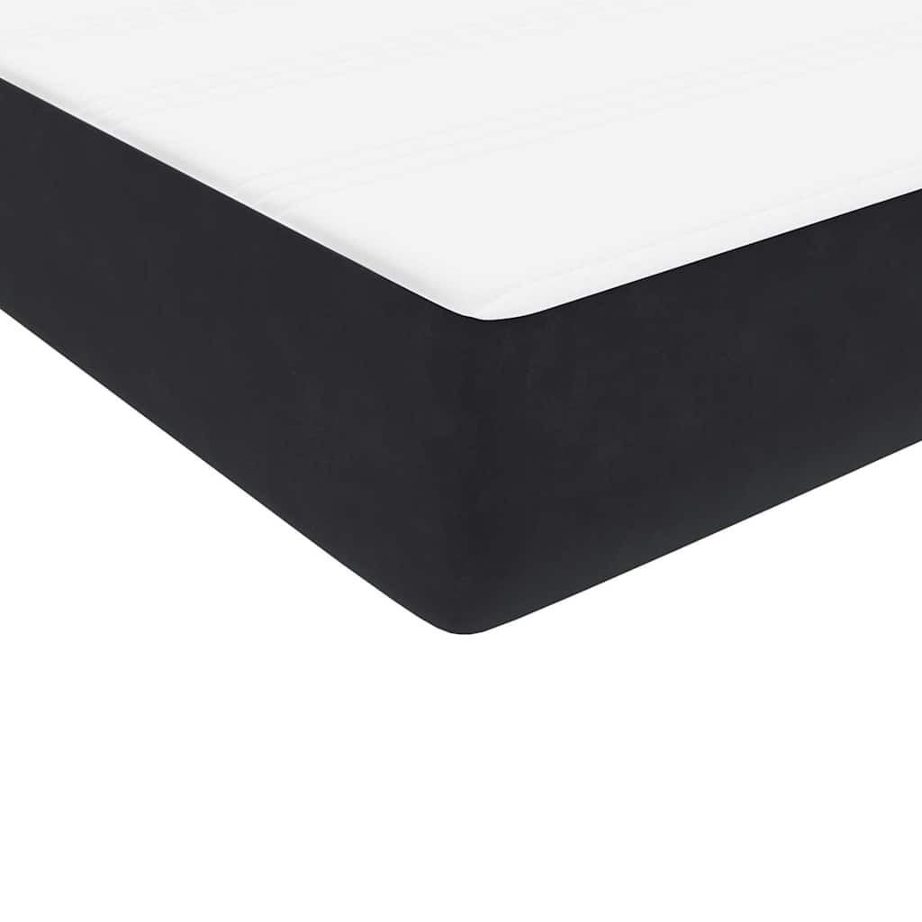 fekete bársony rugós és LED-es ágy matraccal 160x210 cm