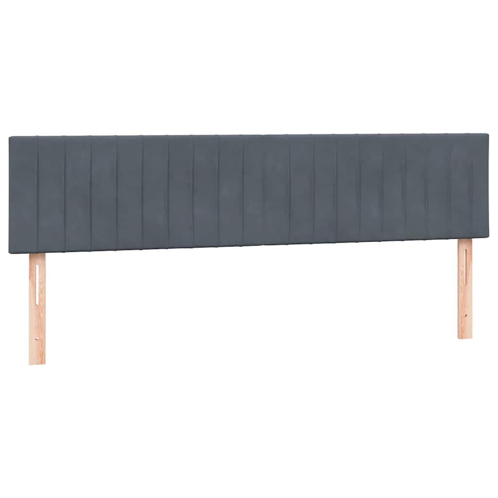 sötétszürke bársony rugós és LED-es ágy matraccal 180x210 cm