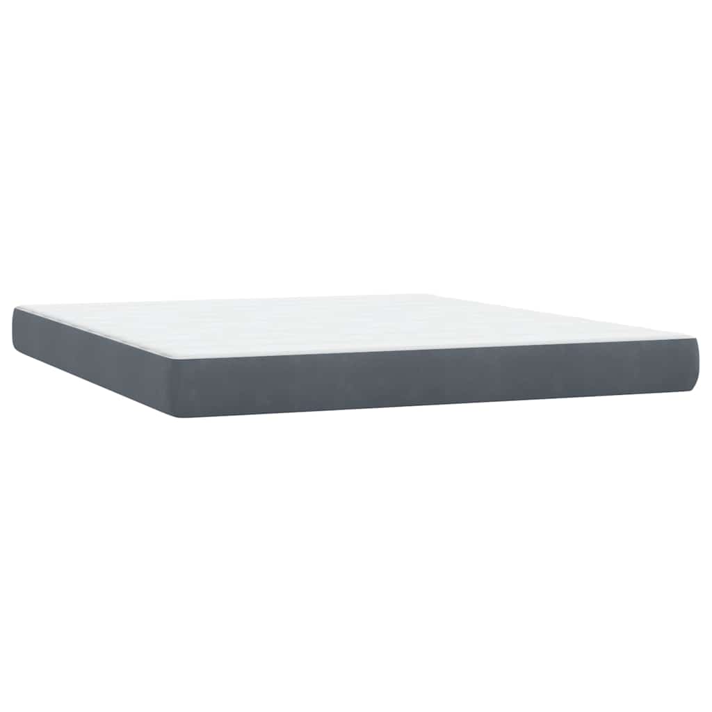 sötétszürke bársony rugós és LED-es ágy matraccal 180x210 cm