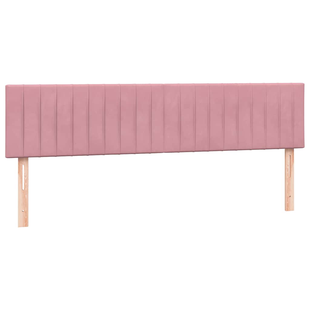 rózsaszín bársony rugós és LED-es ágy matraccal 180x210 cm