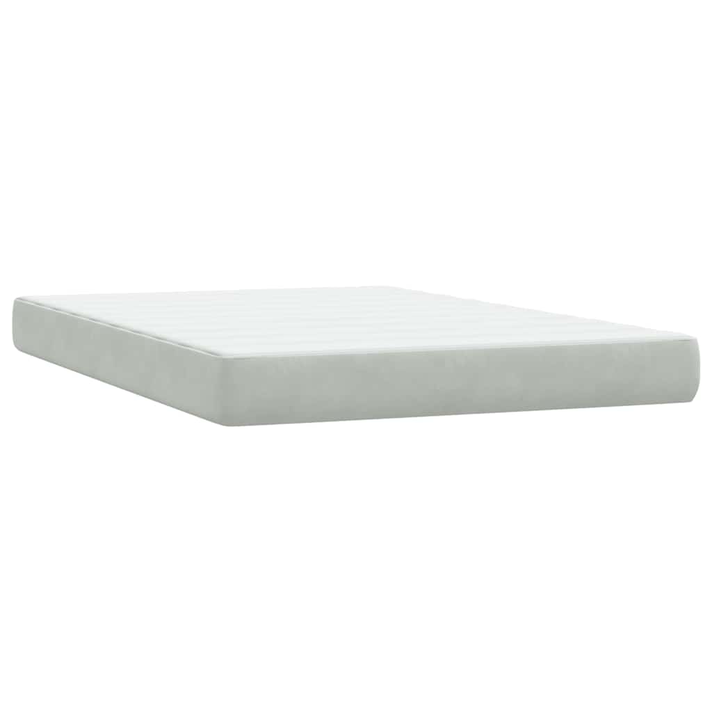 világosszürke bársony rugós és LED-es ágy matraccal 160x220 cm
