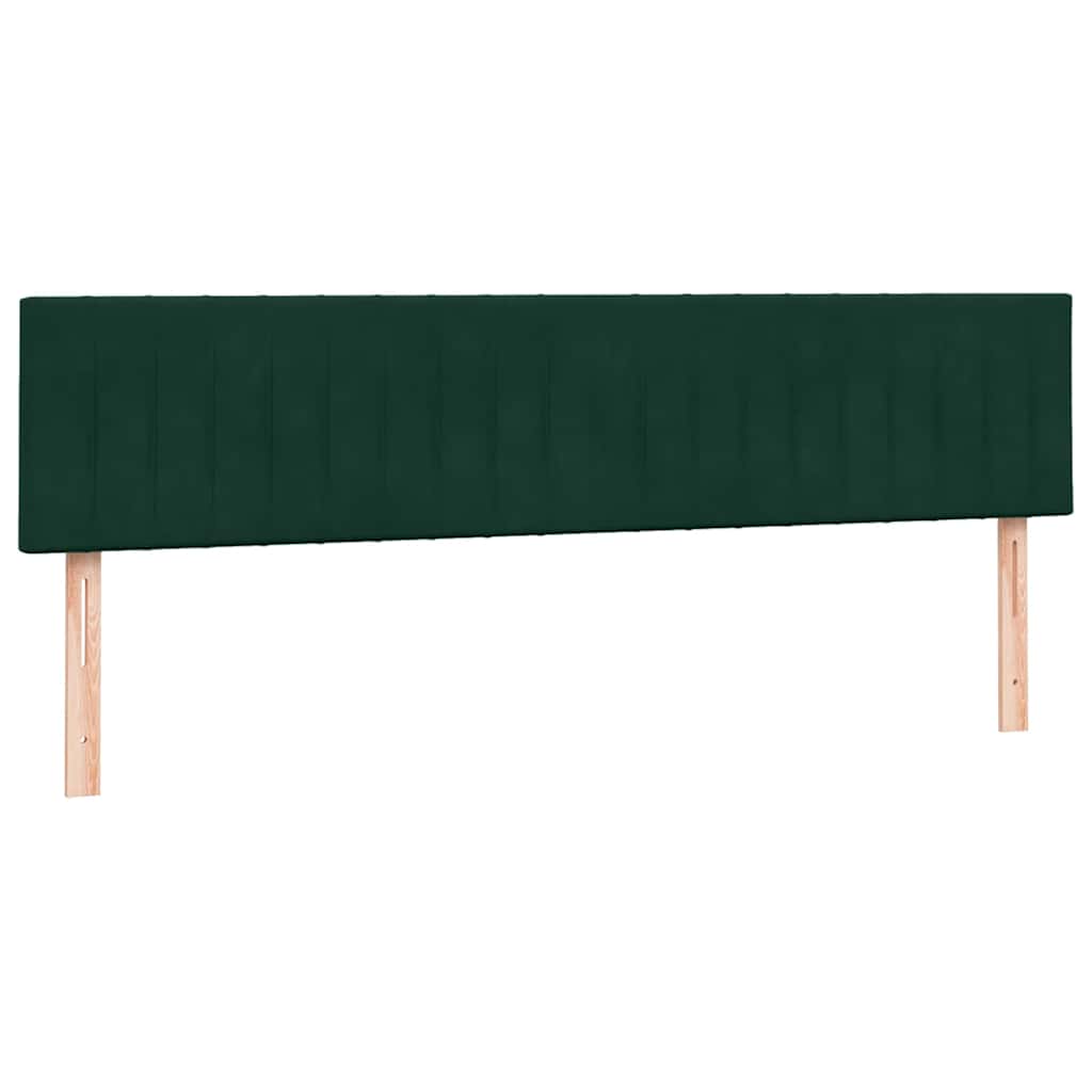 sötétzöld bársony rugós és LED-es ágy matraccal 180x220 cm