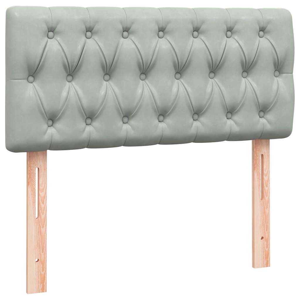 világosszürke bársony rugós és LED-es ágy matraccal 80x210 cm
