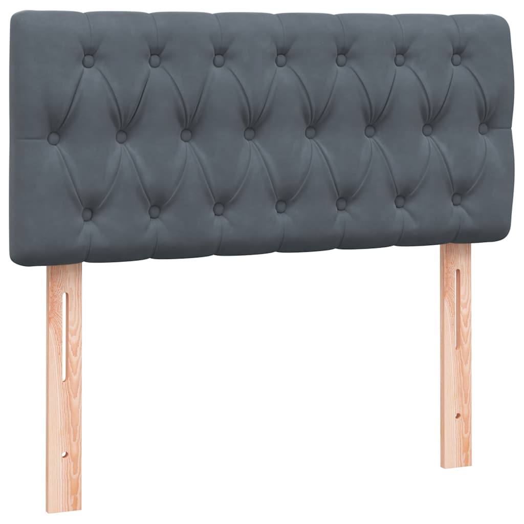 sötétszürke bársony rugós és LED-es ágy matraccal 80x210 cm