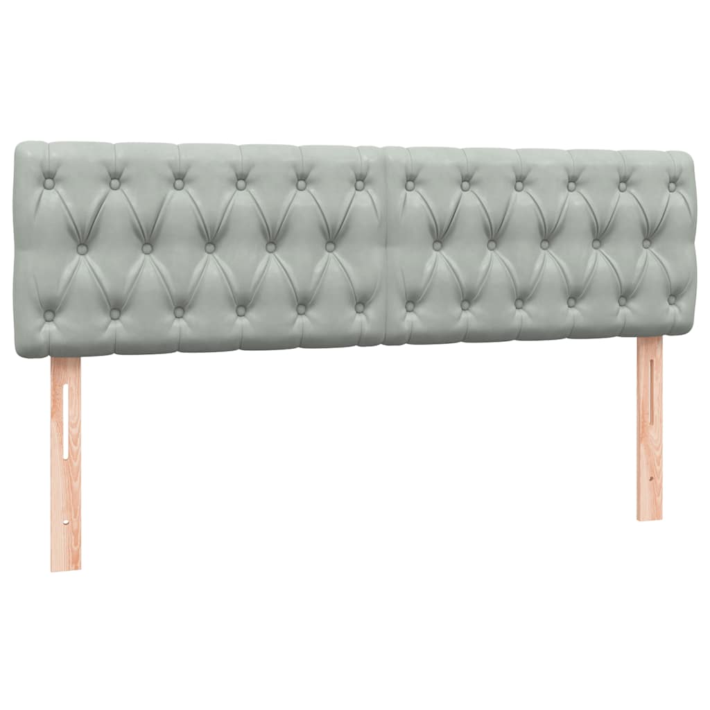 világosszürke bársony rugós és LED-es ágy matraccal 160x210 cm