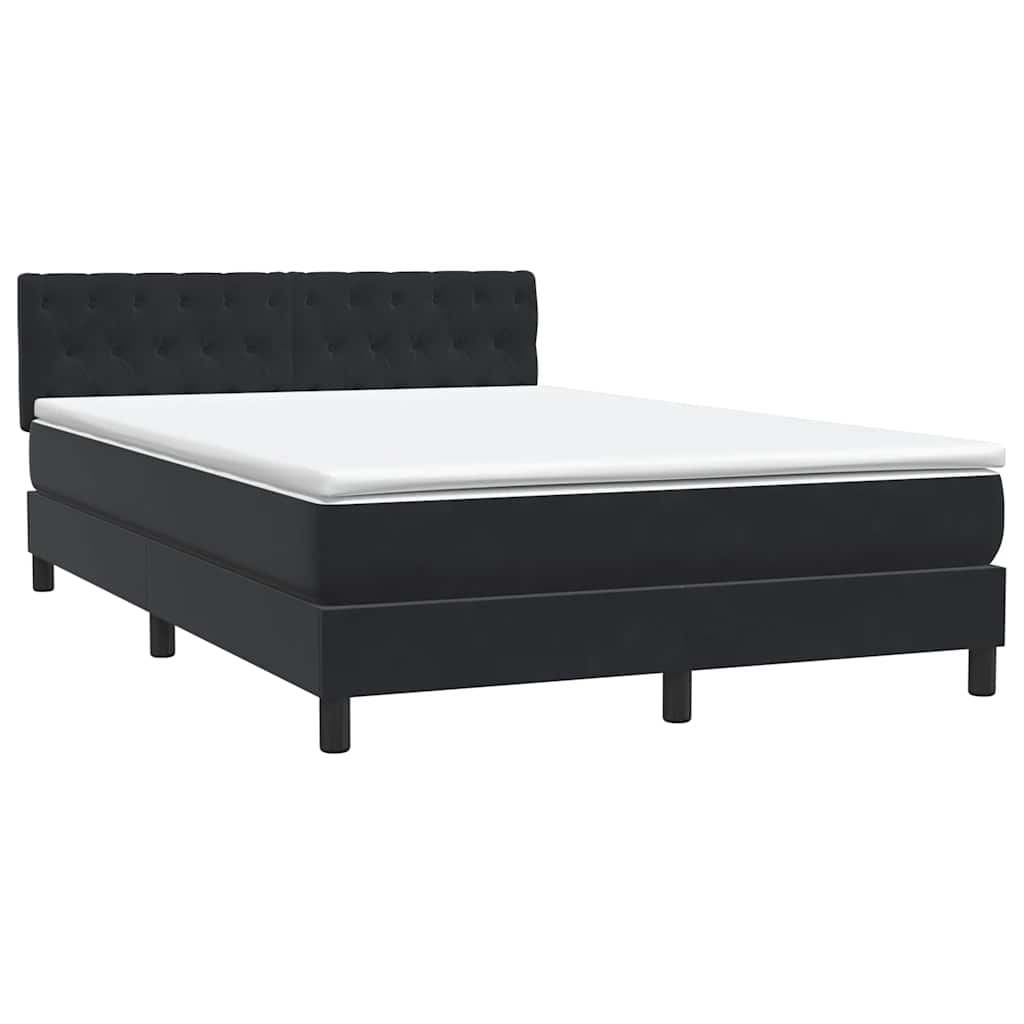 fekete bársony rugós és LED-es ágy matraccal 160x210 cm