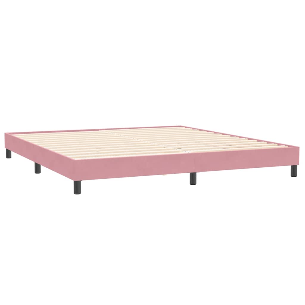 rózsaszín bársony rugós és LED-es ágy matraccal 180x210 cm