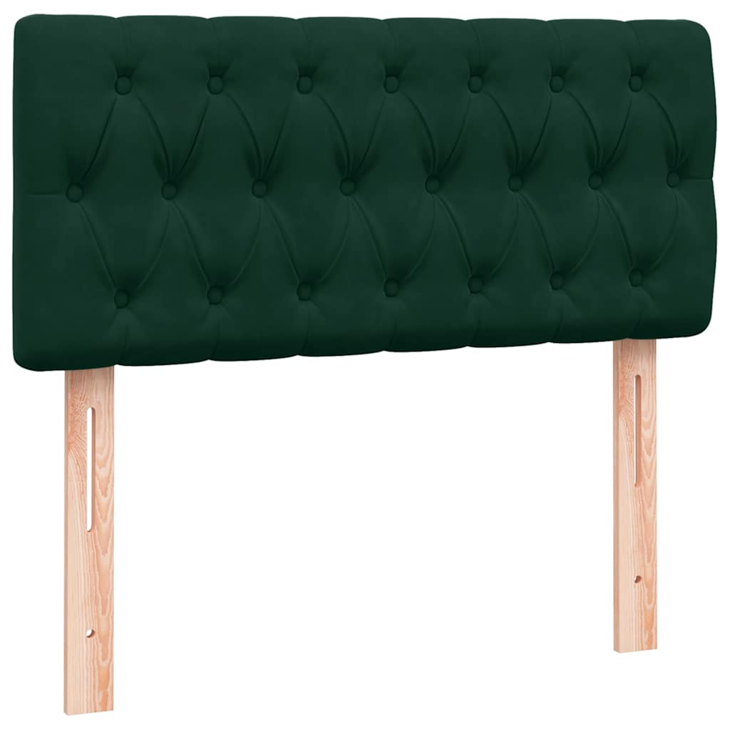 sötétzöld bársony rugós és LED-es ágy matraccal 80x220 cm