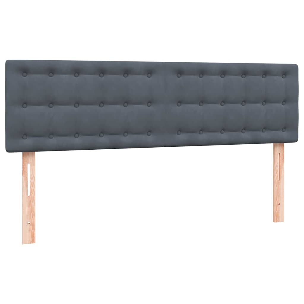 sötétszürke bársony rugós és LED-es ágy matraccal 160x210 cm