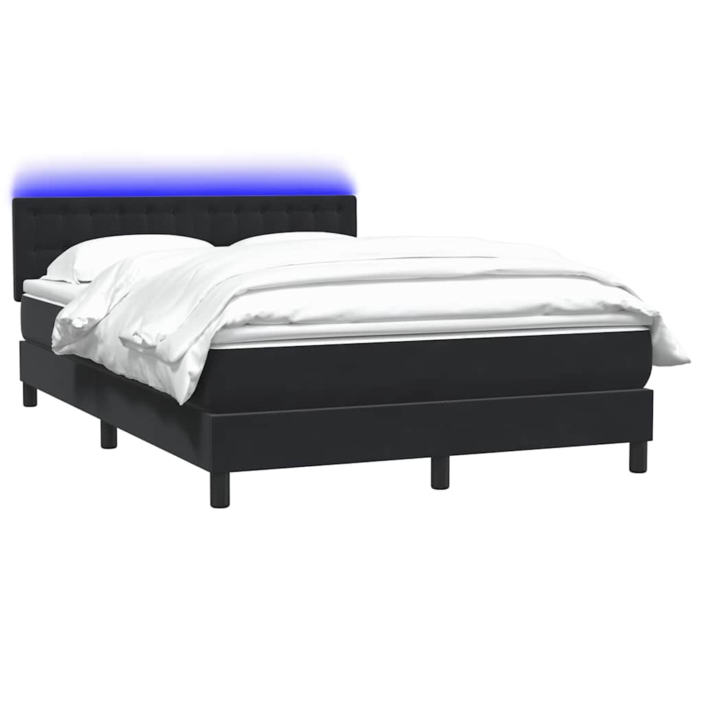 fekete bársony rugós és LED-es ágy matraccal 160x210 cm