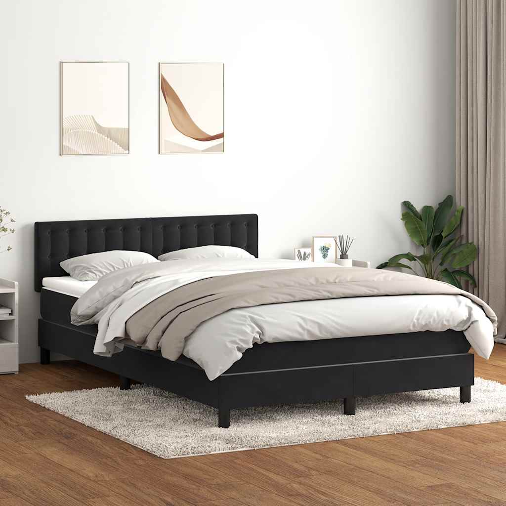 fekete bársony rugós és LED-es ágy matraccal 160x210 cm