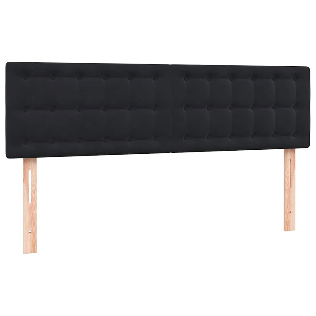 fekete bársony rugós és LED-es ágy matraccal 160x210 cm