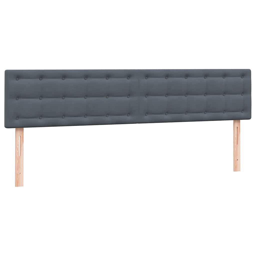 sötétszürke bársony rugós és LED-es ágy matraccal 180x210 cm