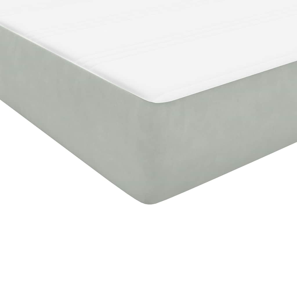 világosszürke bársony rugós és LED-es ágy matraccal 80x220 cm
