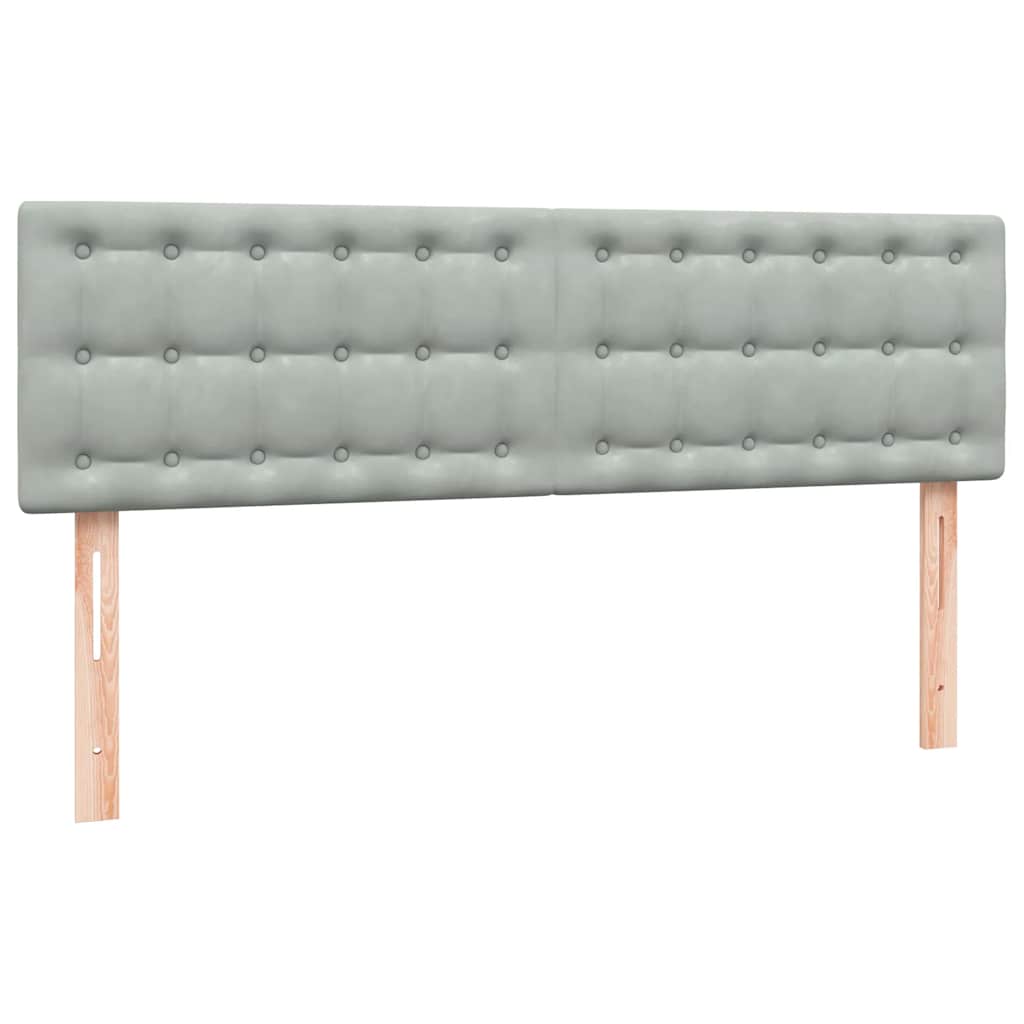 világosszürke bársony rugós és LED-es ágy matraccal 160x220 cm