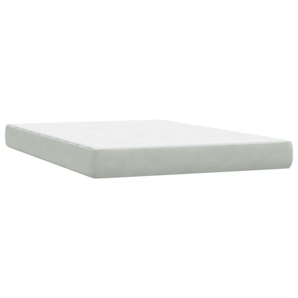 világosszürke bársony rugós és LED-es ágy matraccal 160x220 cm