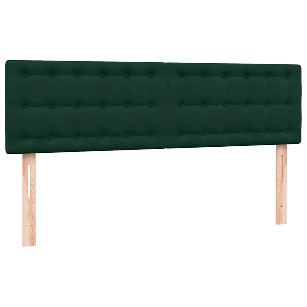 sötétzöld bársony rugós és LED-es ágy matraccal 160x220 cm