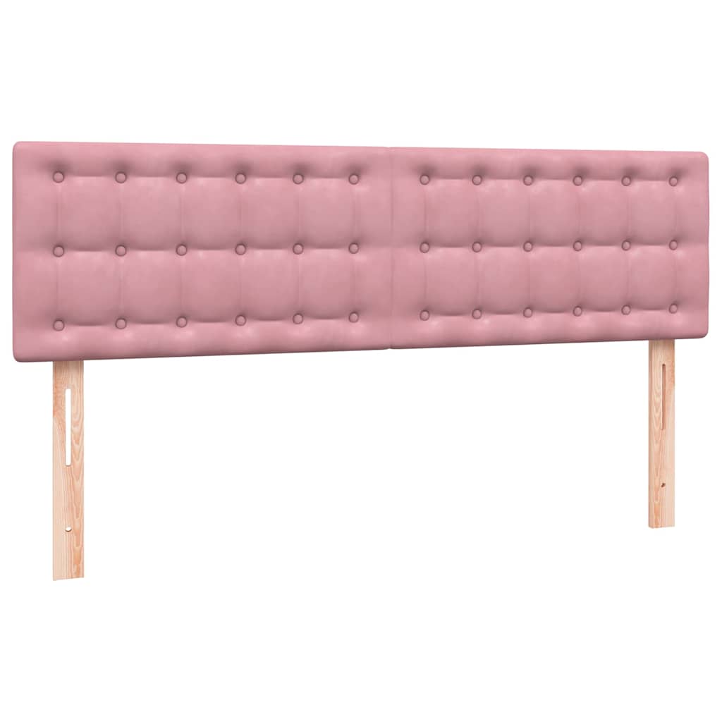 rózsaszín bársony rugós és LED-es ágy matraccal 160x220 cm