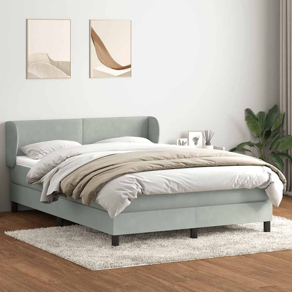 világosszürke bársony rugós ágy matraccal 160x210 cm