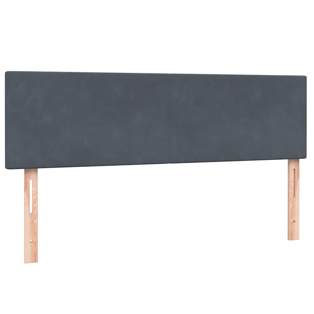 sötétszürke bársony rugós ágy matraccal 160x210 cm