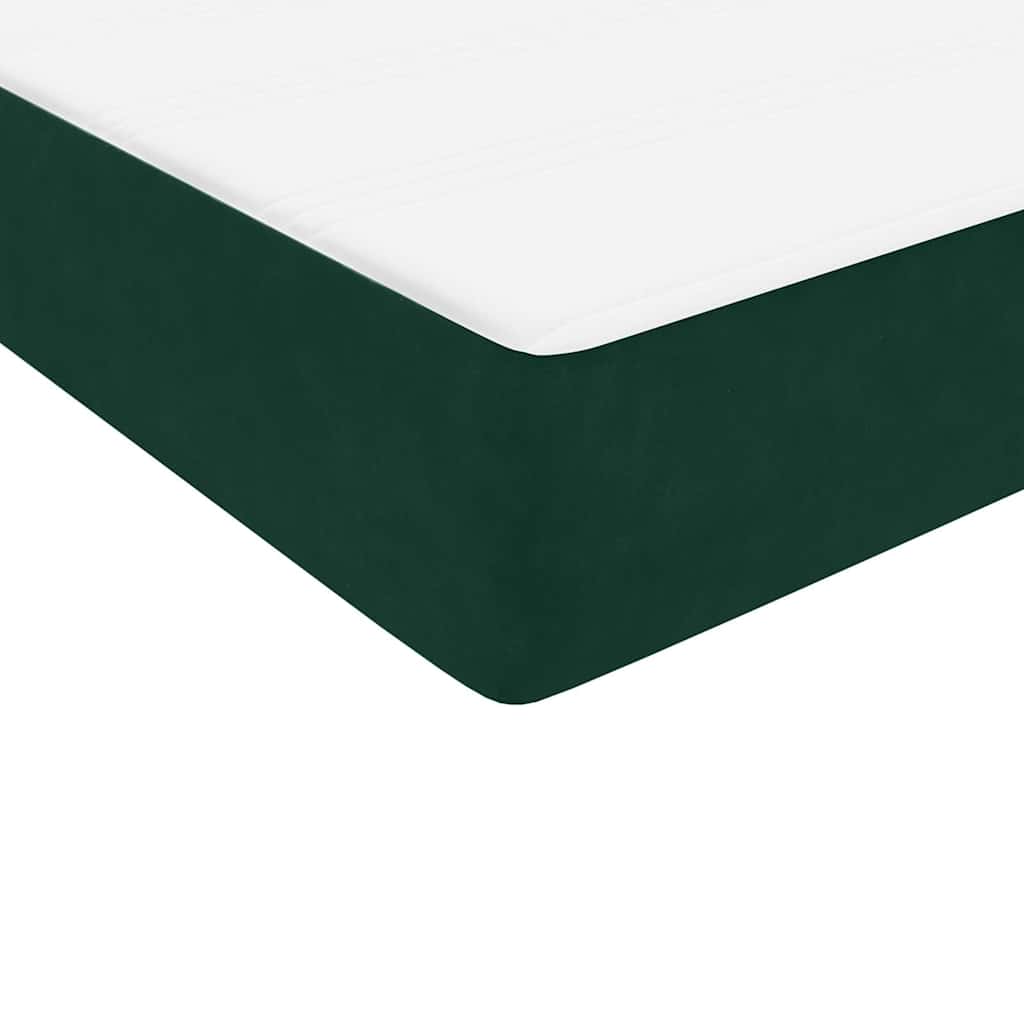 sötétzöld bársony rugós ágy matraccal 80x220 cm