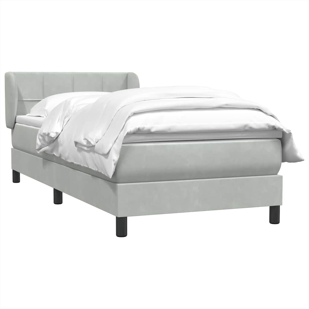 világosszürke bársony rugós ágy matraccal 80x210 cm