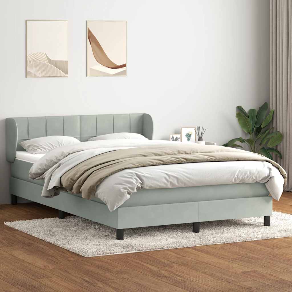 világosszürke bársony rugós ágy matraccal 160x210 cm