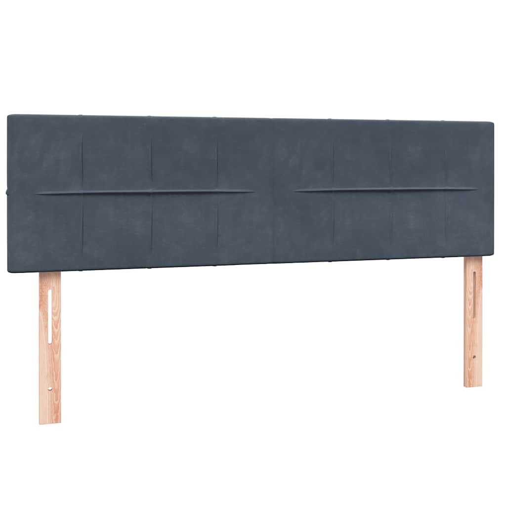 sötétszürke bársony rugós ágy matraccal 160x210 cm