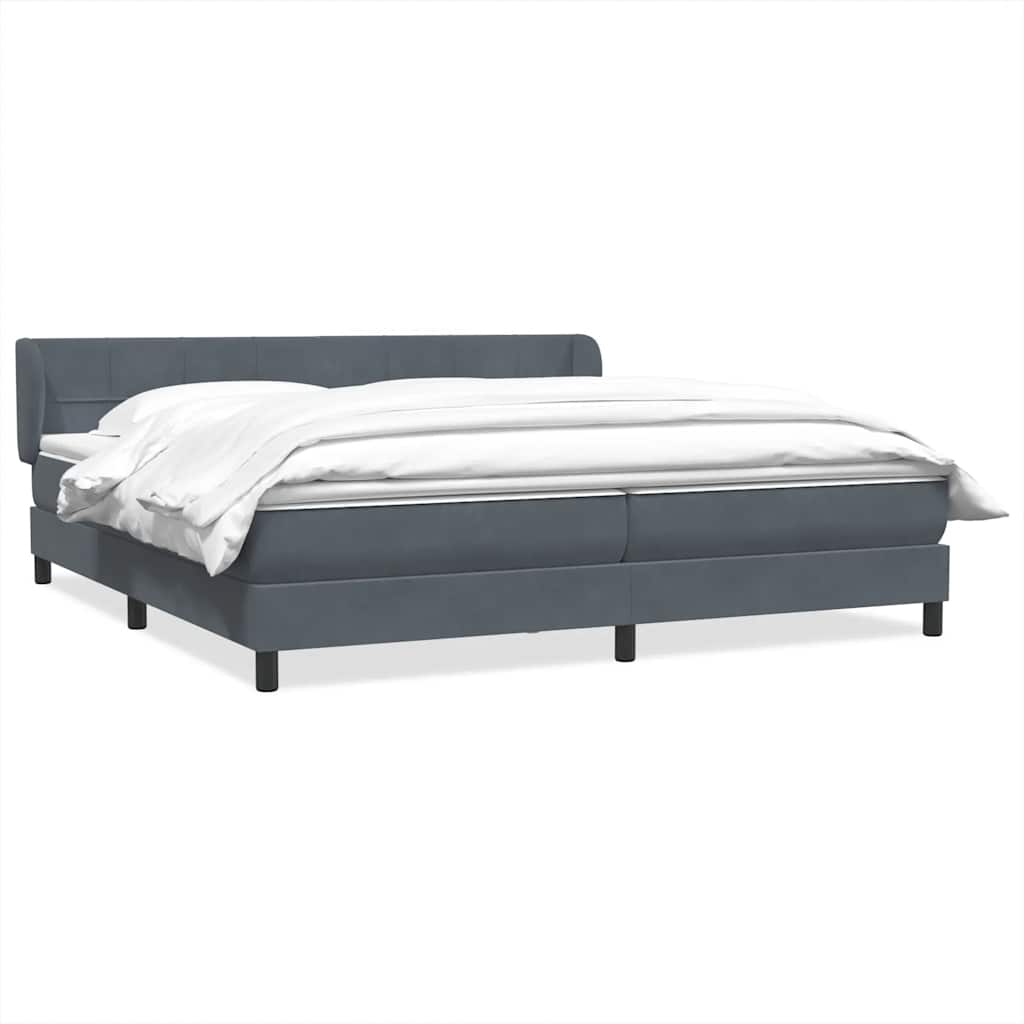 sötétszürke bársony rugós ágy matraccal 180x210 cm