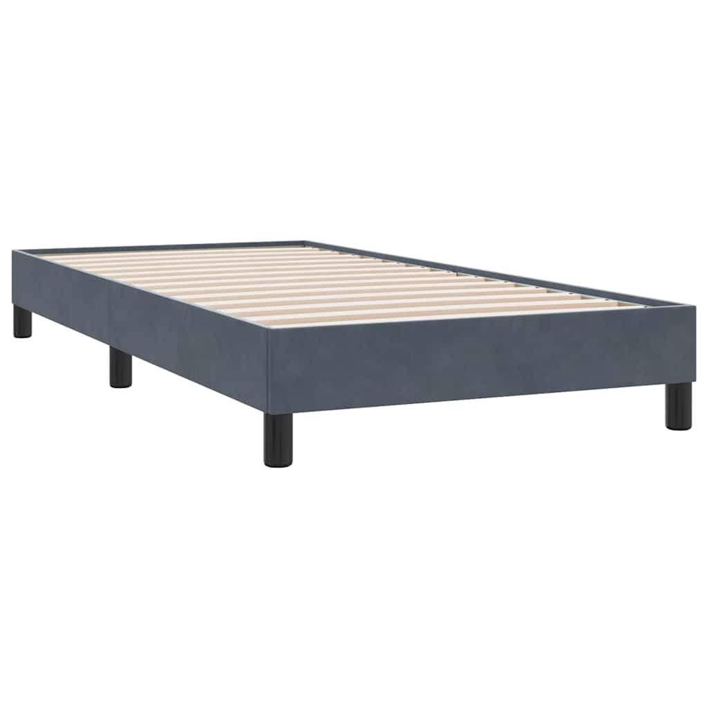 sötétszürke bársony rugós ágy matraccal 80x210 cm