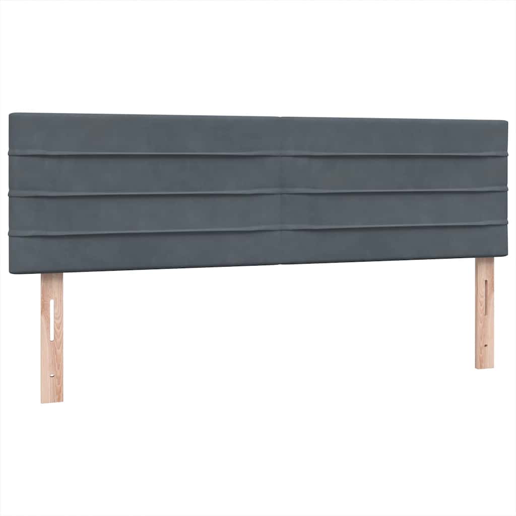 sötétszürke bársony rugós ágy matraccal 160x210 cm