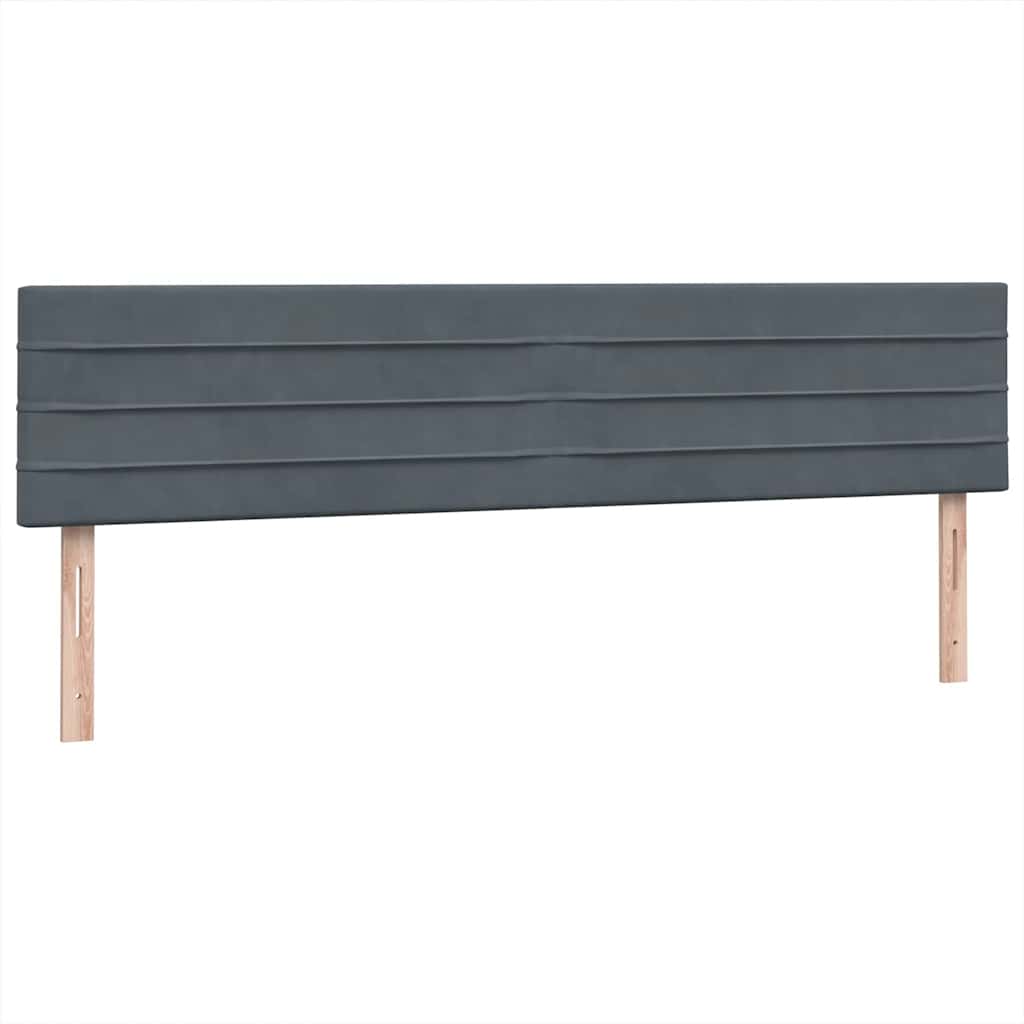 sötétszürke bársony rugós ágy matraccal 180x210 cm