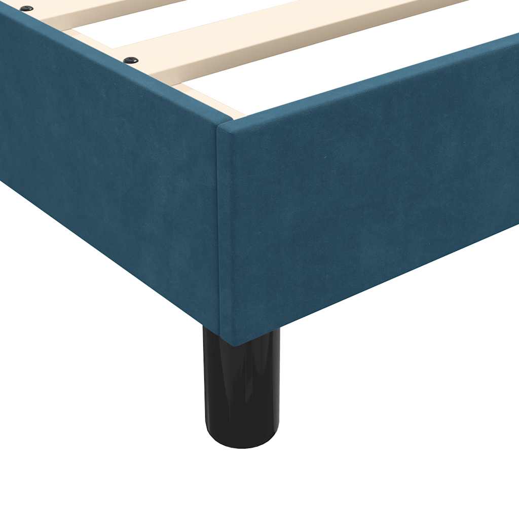 sötétkék bársony rugós ágy matraccal 80x210 cm