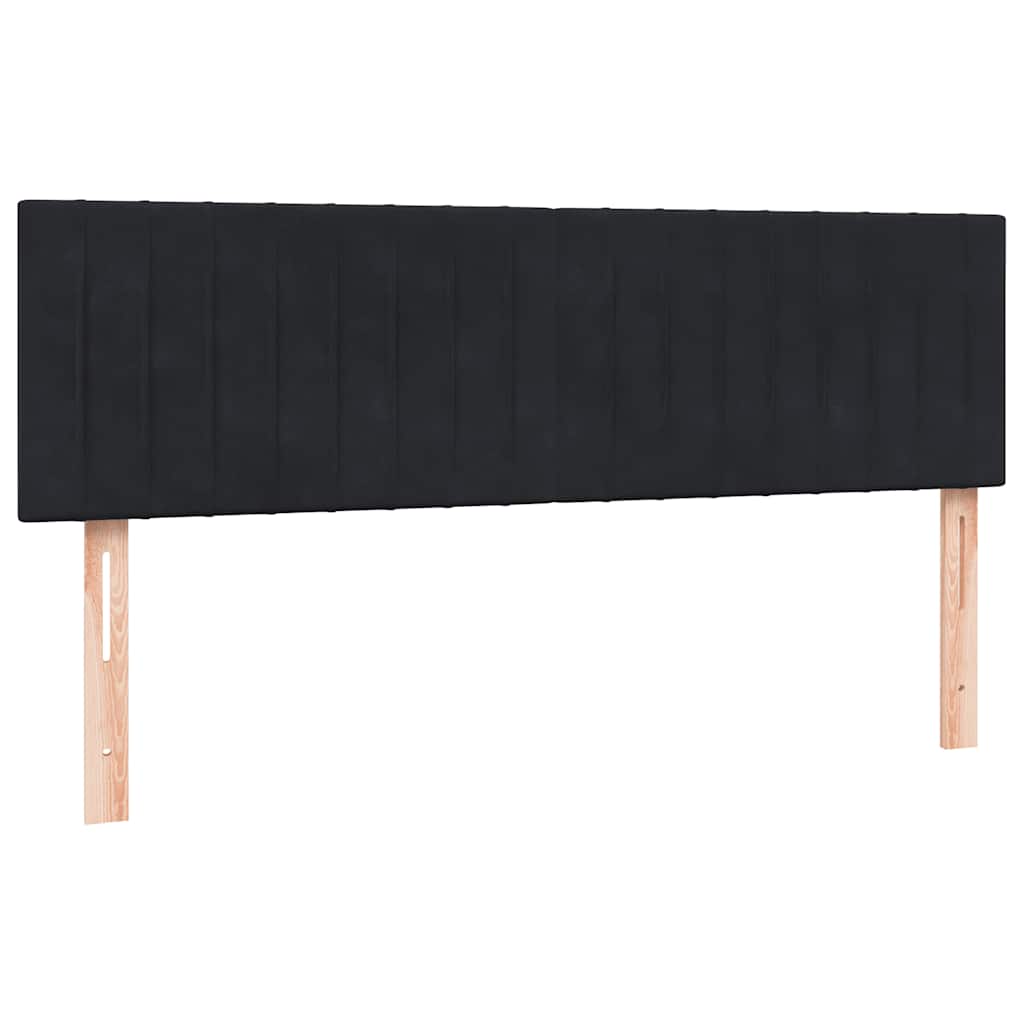 fekete bársony rugós ágy matraccal 160x210 cm
