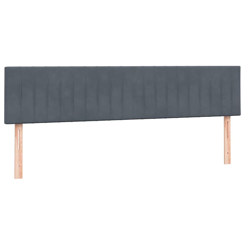 sötétszürke bársony rugós ágy matraccal 180x210 cm