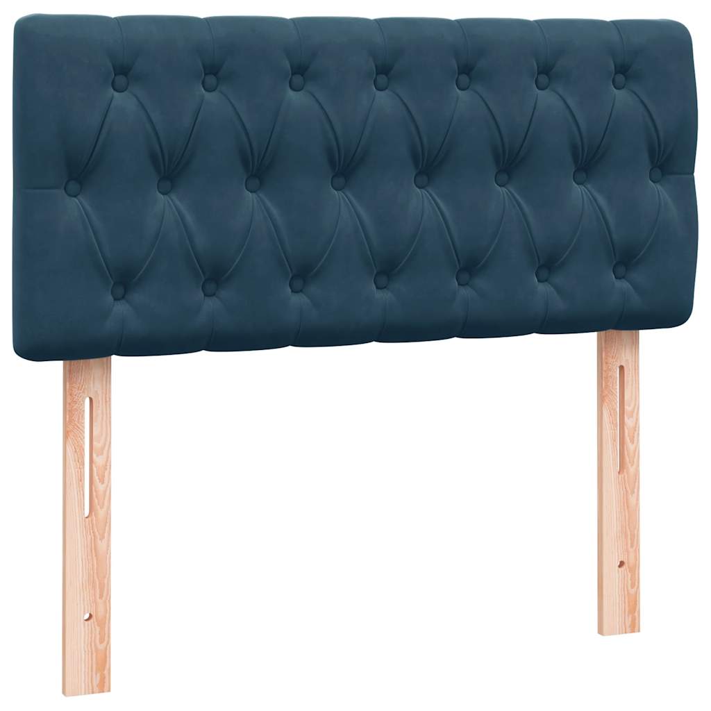 sötétkék bársony rugós ágy matraccal 80x220 cm