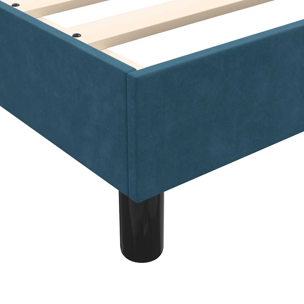 sötétkék bársony rugós ágy matraccal 80x220 cm