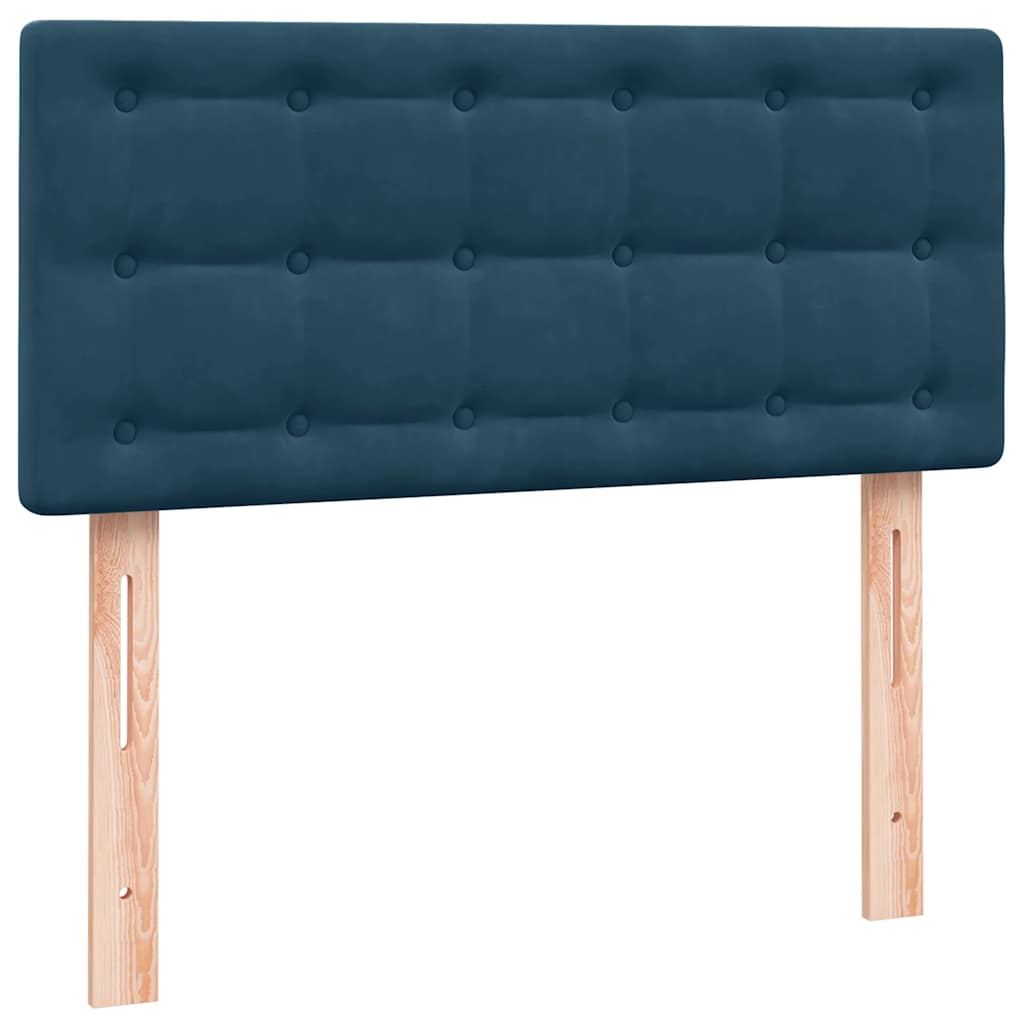 sötétkék bársony rugós ágy matraccal 80x210 cm