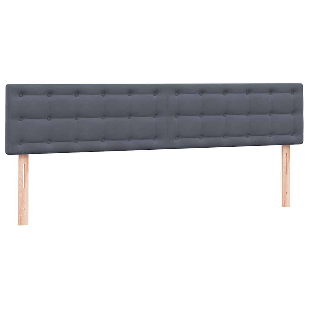 sötétszürke bársony rugós ágy matraccal 180x210 cm